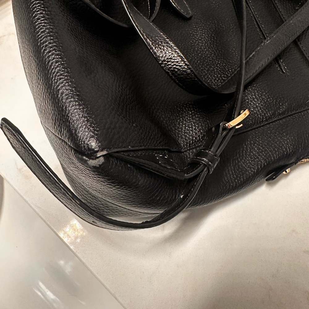 Michael Kors Black Textured Backpack with Gold Accents - Picture 7 of 9